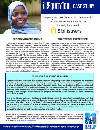 EquityTool Case Study: Improving reach and sustainability of vision services with Sightsavers